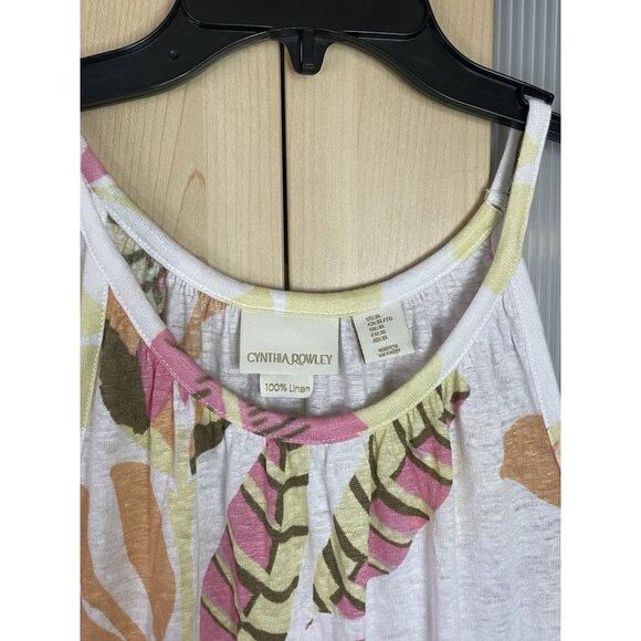 Cynthia Rowley Linen Floral Top Sz L Women’s Halter Casual Beach Resort Boho - Picture 2 of 4